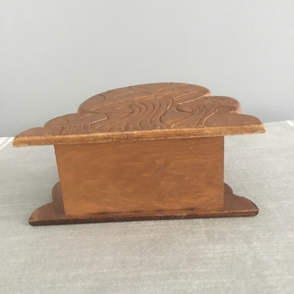 1970’s Mushroom Napkin Envelope Napkin Holder Wooden Vintage - Picture 5 of 5
